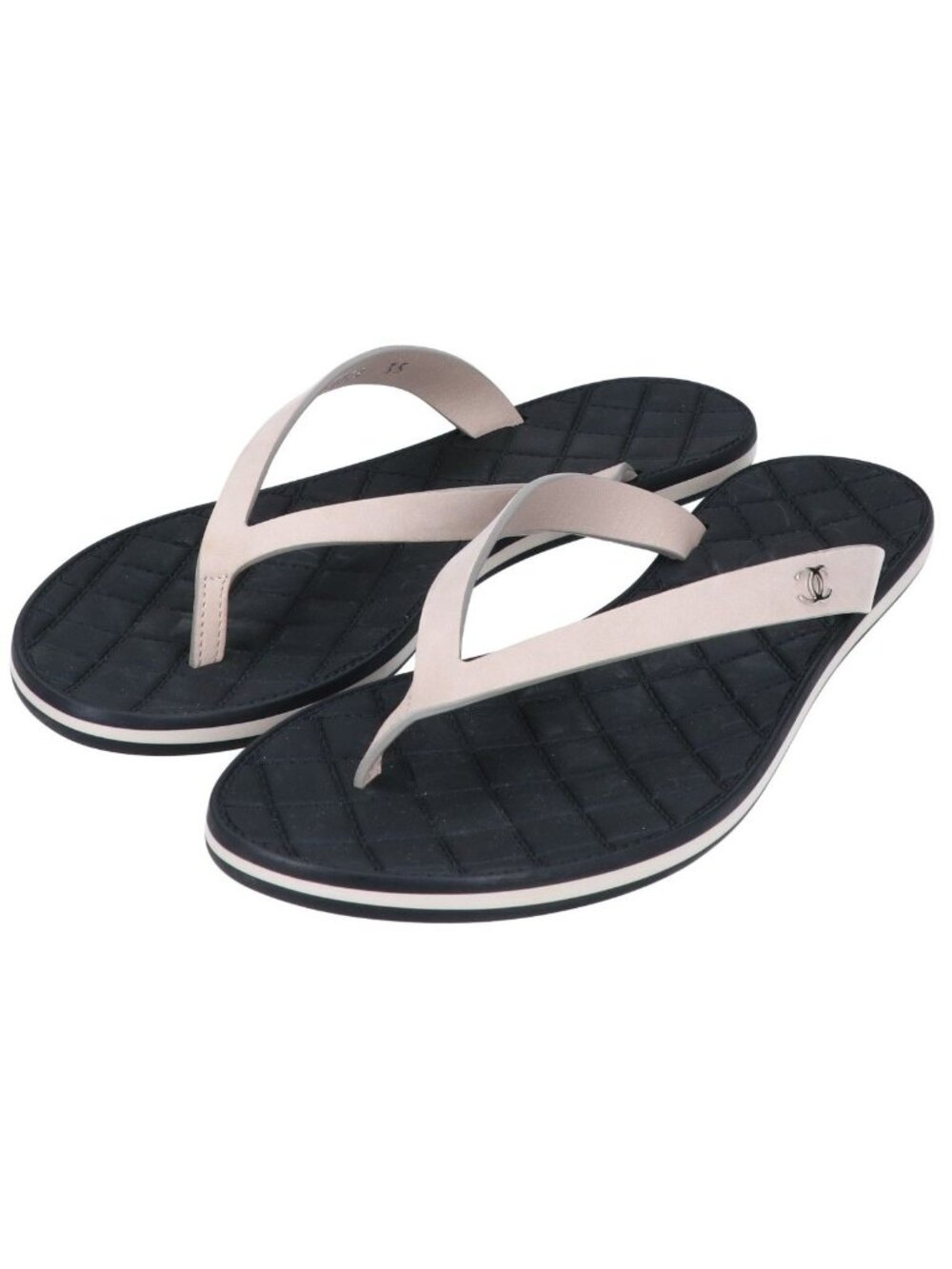 Chanel 15P CC Logo Quilted Beach Sandals